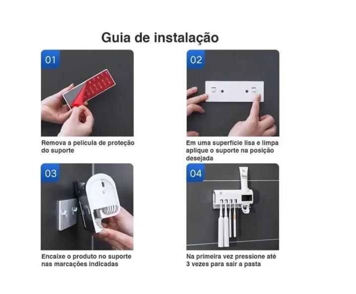 Dispensador Automático Pasta De Dente + Suporte De Escovas